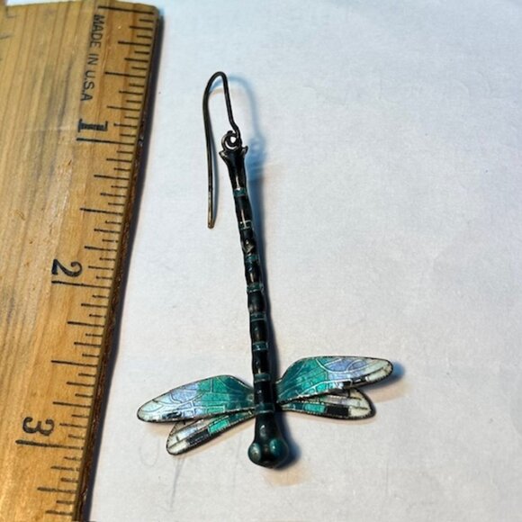 Thousand Flowers Sterling & Enamel Dragonfly Earrings - Picture 3 of 3